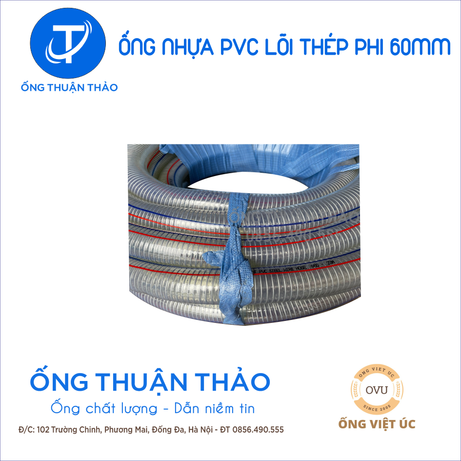 Ống Nhựa PVC Lõi Thép Phi 60mm CUỘN 30 MÉT - Hàng Nhập Khẩu