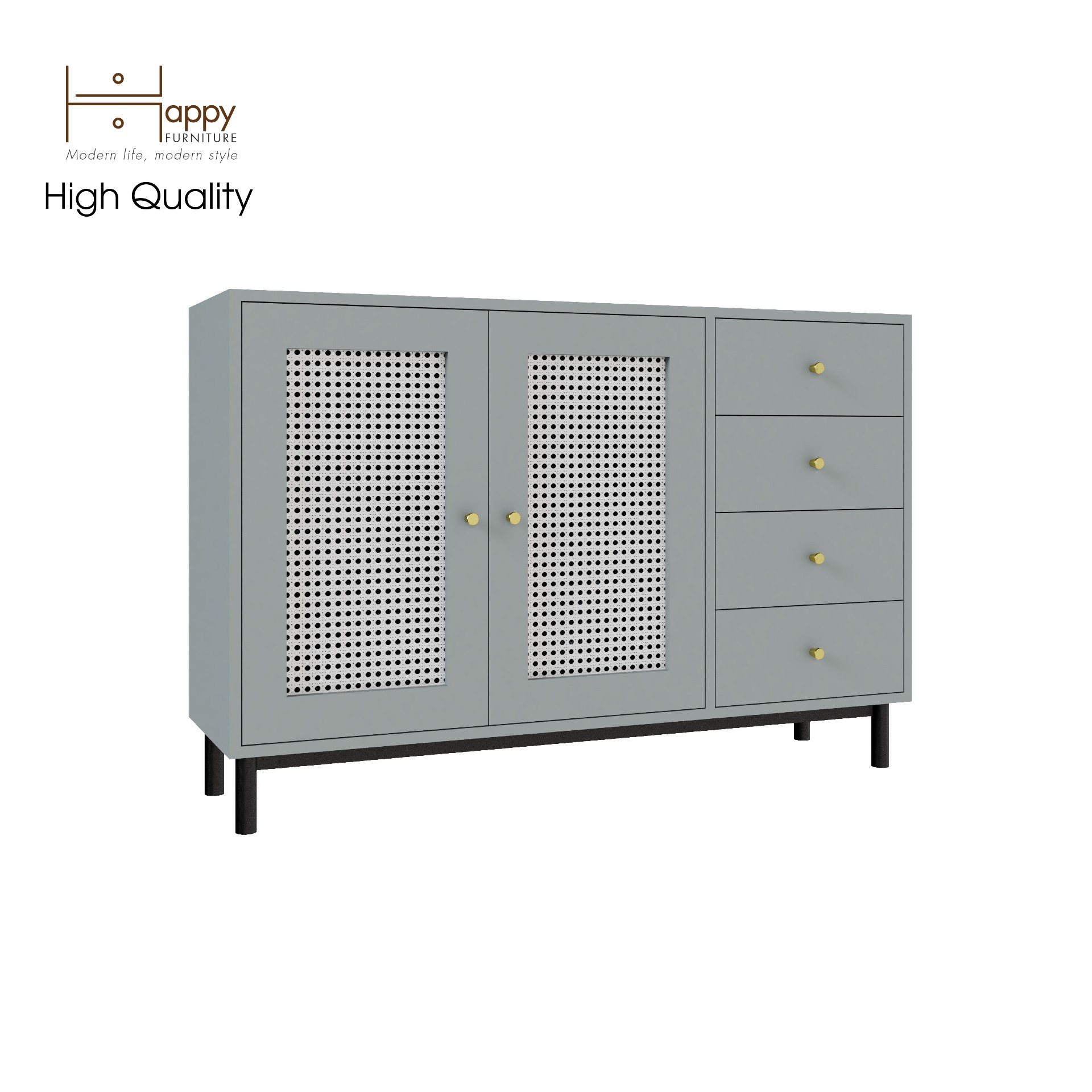 [Happy Home Furniture] ROTAN, Tủ lưu trữ 4 ngăn kéo - chân sắt, 120cm x 34cm x 80cm ( DxRxC), TCM_133