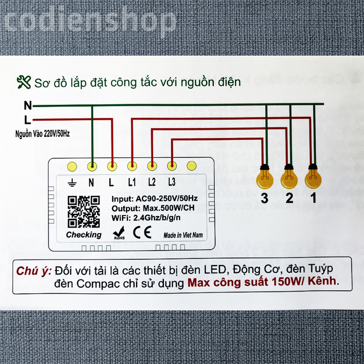 Công tắc cảm ứng [ĐIỀU KHIỂN TỪ XA] bằng điện thoại HUNONIC 3 Nút màu trắng + HẸN GIỜ THÔNG MINH | Công nghệ 4.0