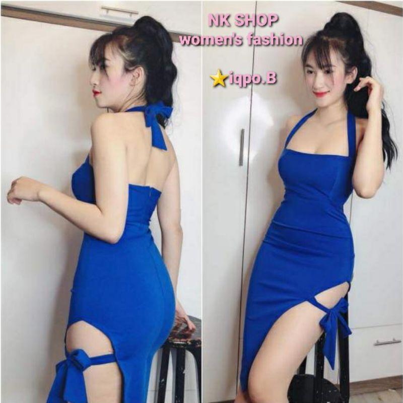 Đầm body tà xéo cột nơ đùi