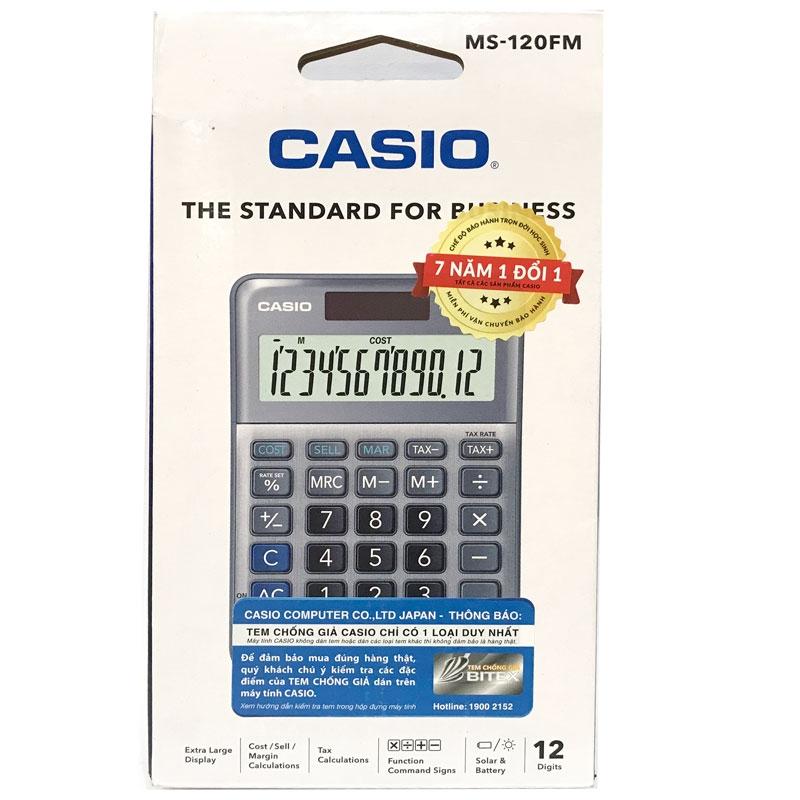 Máy Tính Văn Phòng Casio MS - 120FM - Màu Xám - Kèm Quà Chất