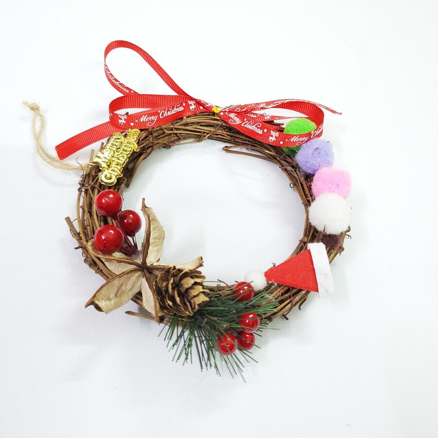 Vòng Hoa Noel VN01 15cm Vòng Nguyệt Quế Giáng Sinh Có Đèn