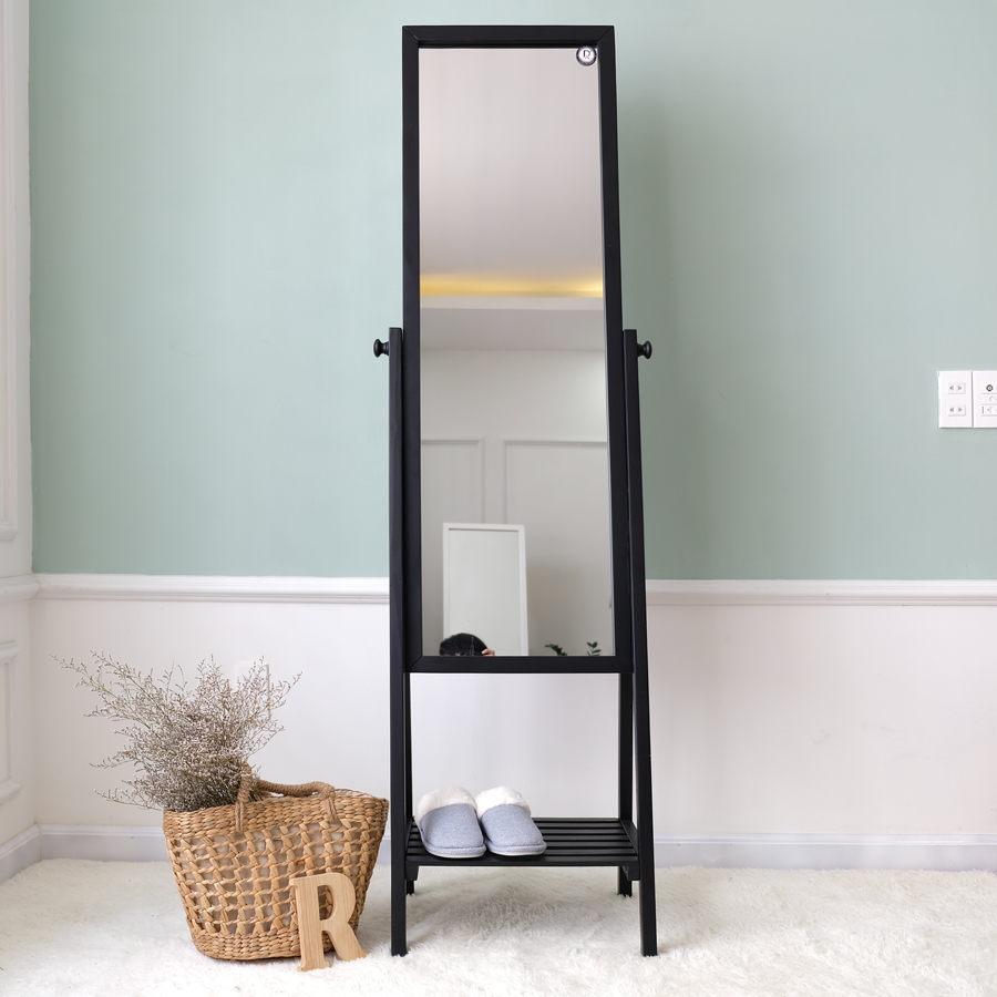 Gương Đứng Phối Kệ Gỗ Shefl Mirror Nội Thất Kiểu Hàn BEYOURs - Đen