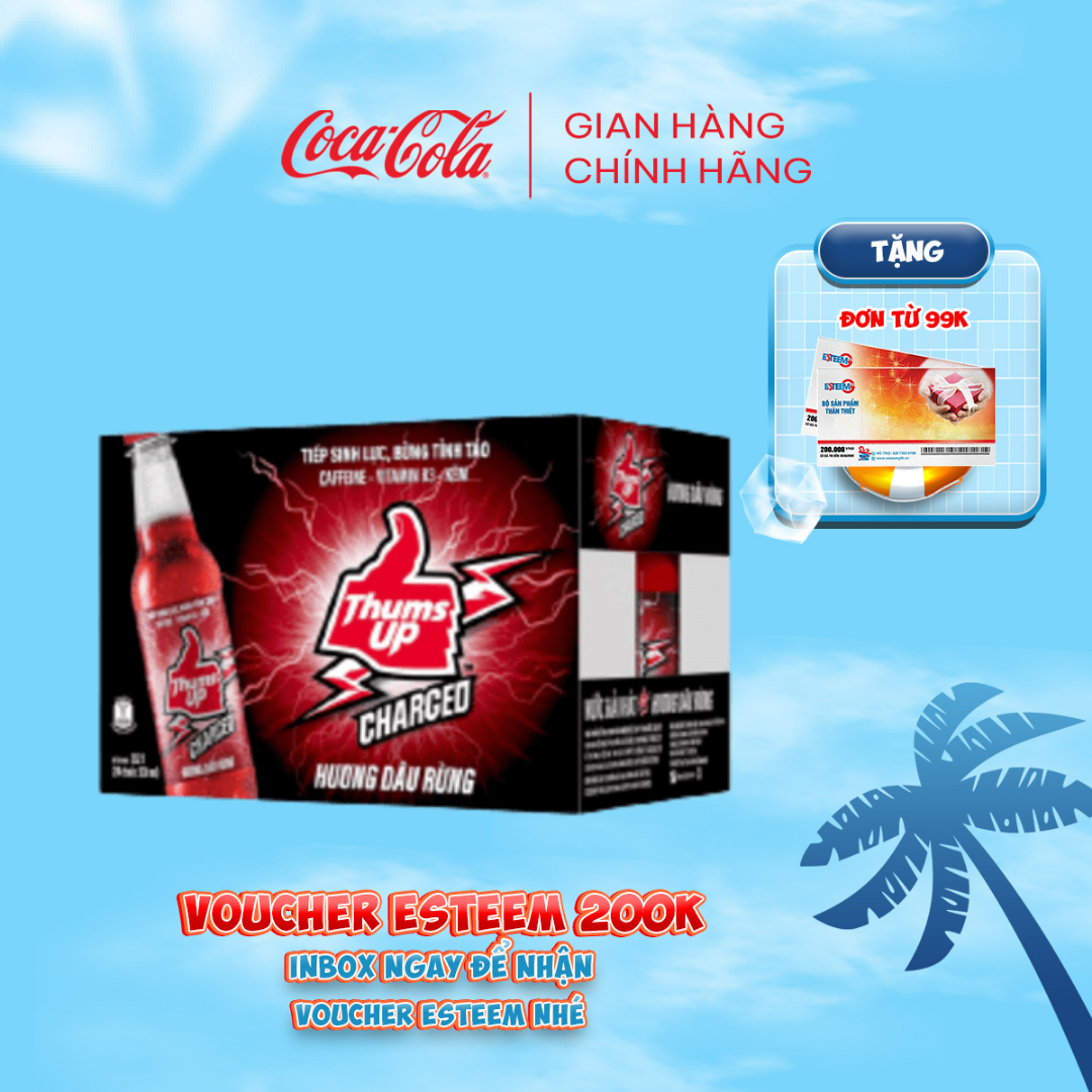 Thùng/Lốc 24 Chai Nước Tăng Lực Giải Khát Thums Up Hương Dâu Rừng 330ml x 24 Coca-Cola Official Store Sale 6.6