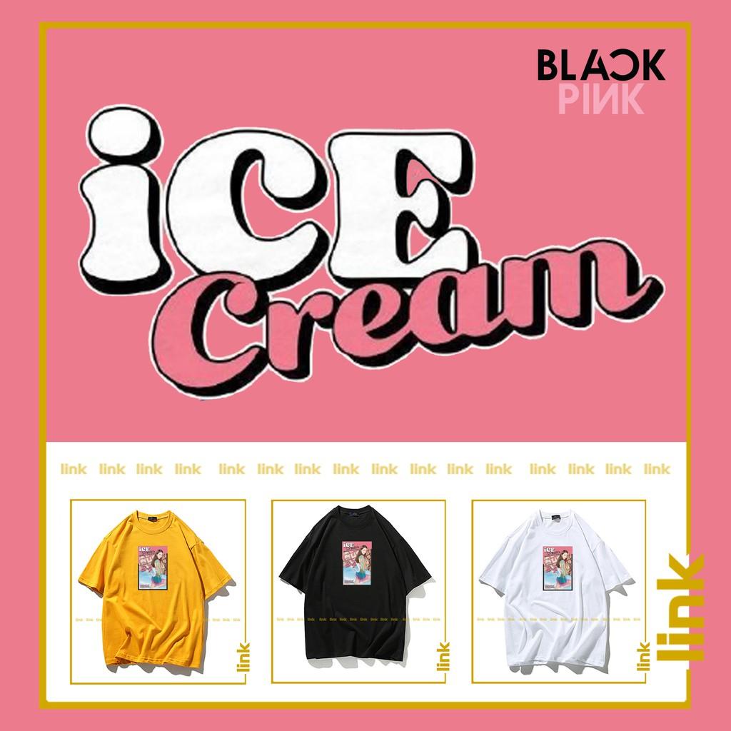 Áo thun BLACKPINK JISOO ICE CREAM tay lỡ unisex