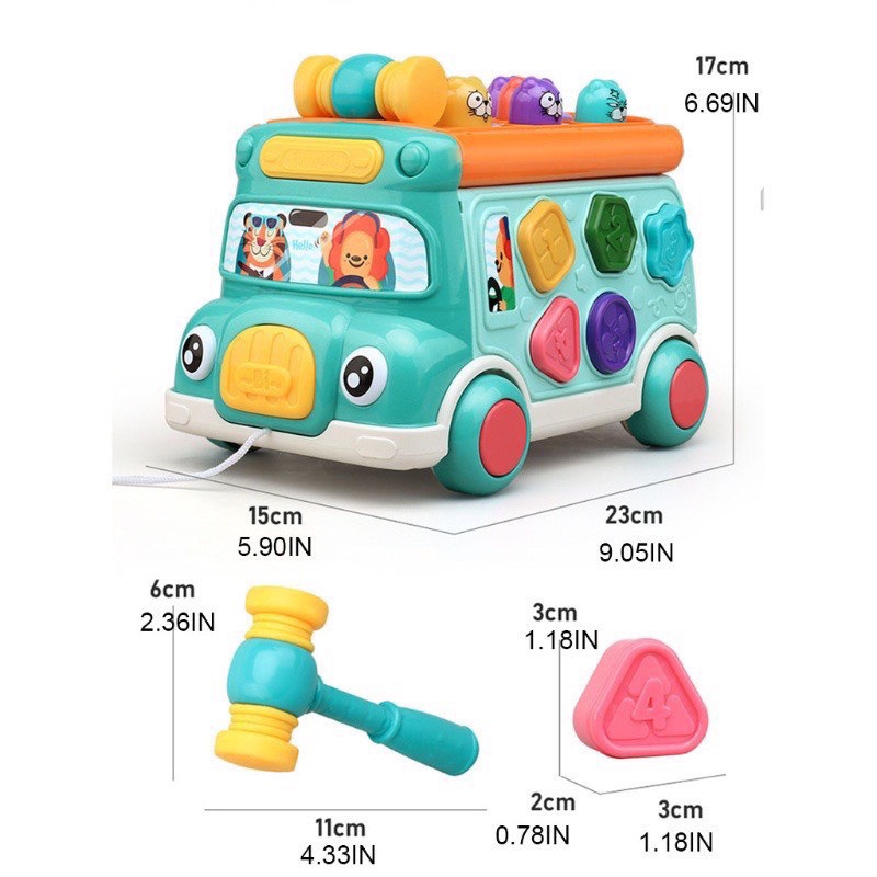 Bộ đồ chơi Motessori thông minh xe bus kéo đa năng 6 trong 1, giúp bé rèn luyện phát triển tư duy từ 1 tuổi
