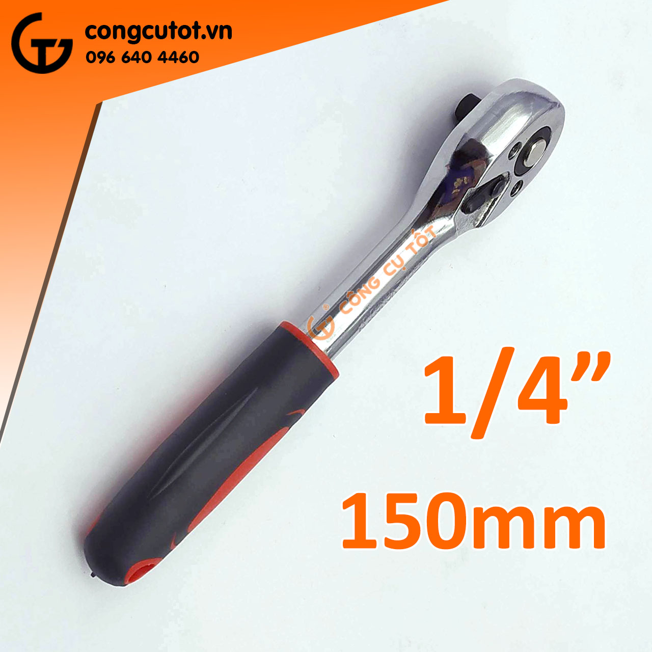 Tay vặn tự động đảo chiều 1/4&quot; 24 răng dài 150mm cán bọc nhựa