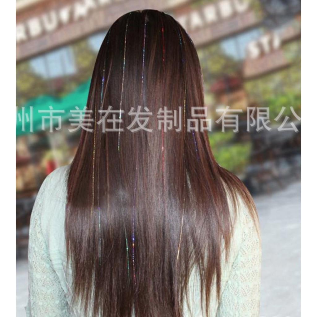 Line tóc cột kim tuyến màu sắc- mua 5 tặng 1 đồng size, mỗi tóc dài 120 cm