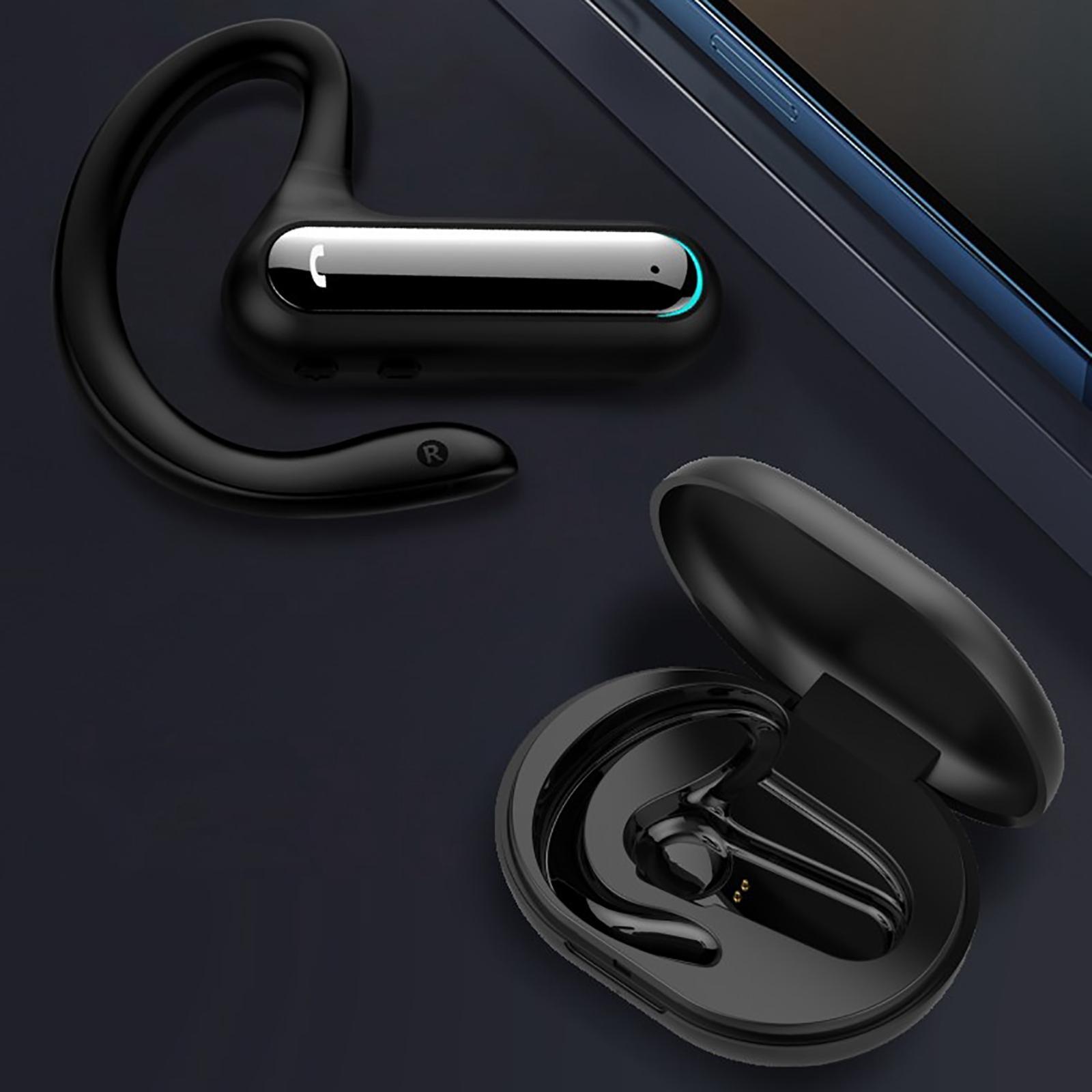 BT 5.0 Bluetooth Headset Ear Hook Waterproof Lightweight Hands Free Headphones for Office