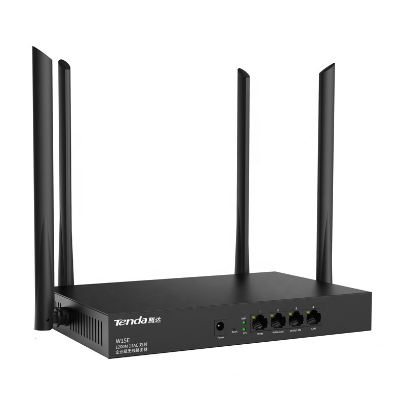 Bộ Phát WIFI Router mạng Tenda W15e Ac1200mps sử dụng cho công ty, nhà xưởng,quán cafe,...vùng phủ sóng 300m2 4 ăn ten phát sóng cực mạnh - chính hãng