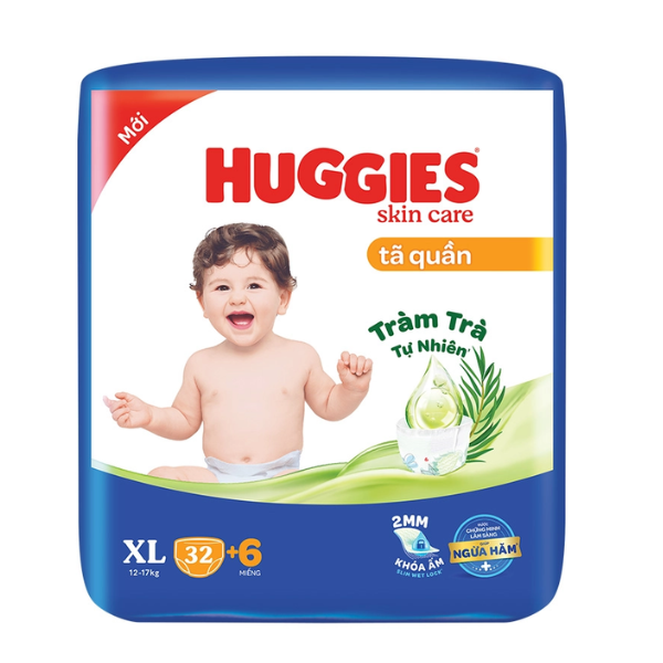 Combo 4 Tã/bỉm quần HUGGIES SKINCARE gói JUMBO size XL 32+6 miếng