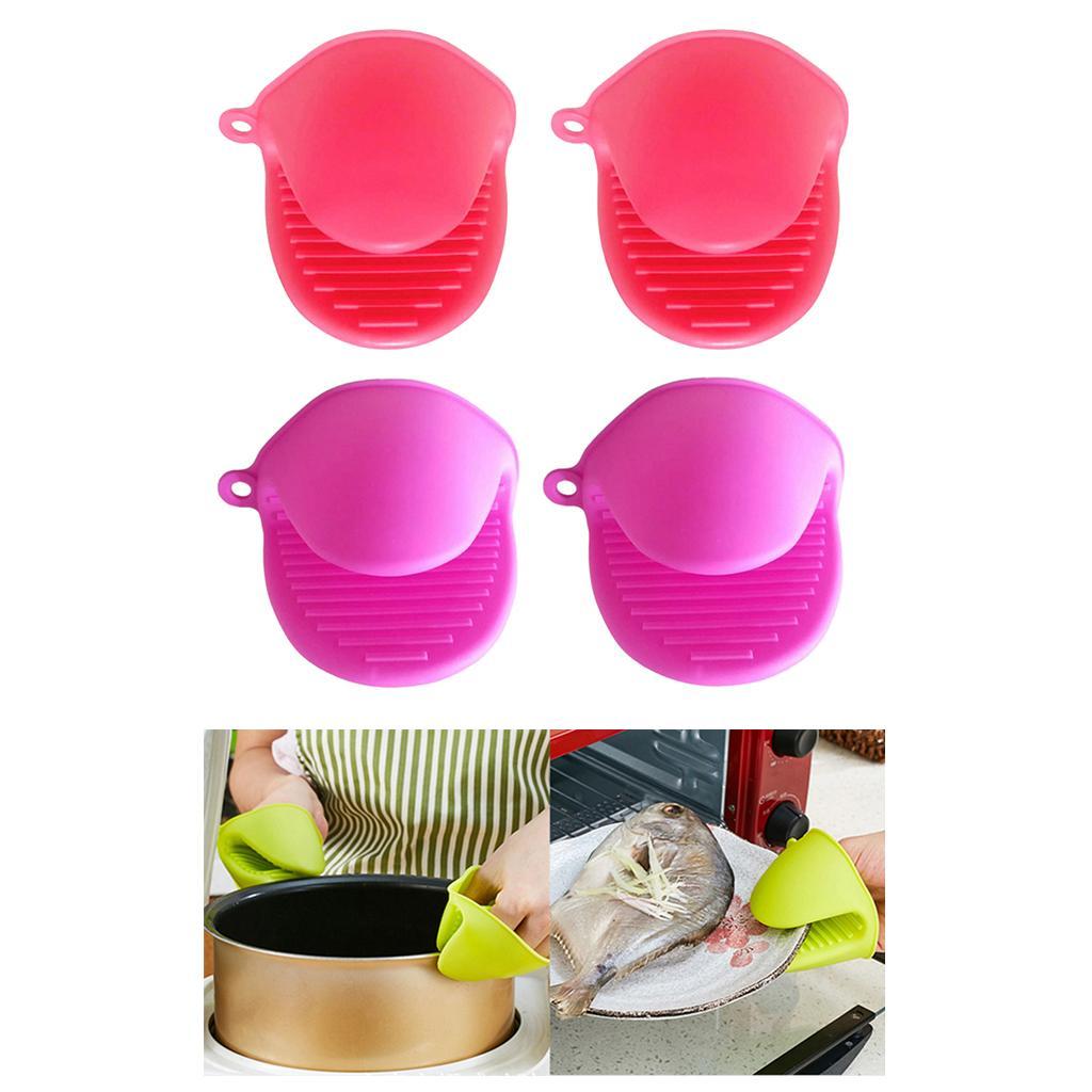 2 Pairs Silicone Pot Holder Mini Oven Mitts Gloves Insulation Kitchen Tools