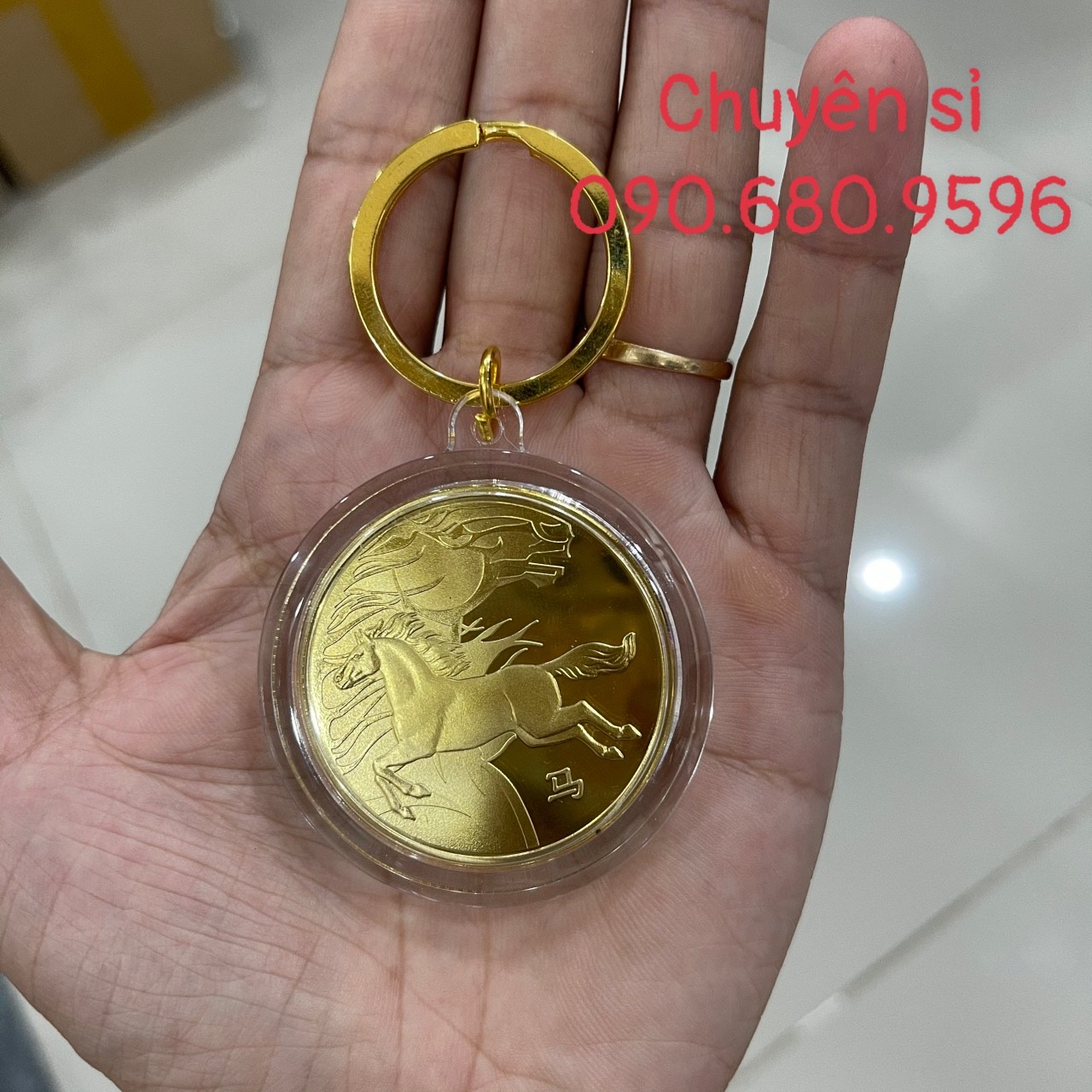Móc Khoá Đồng Xu CON NGỰA, Phong Thuỷ 12 Con Giáp Cho Người Tuổi Ngọ