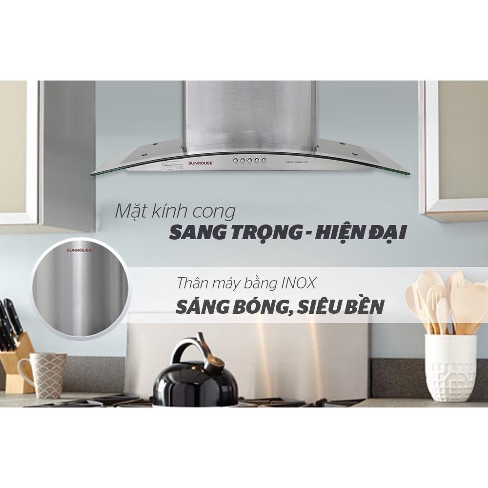 Combo Bếp đôi điện từ hồng ngoại Sunhouse MAMA MMB9100VN + Máy hút mùi kính cong Sunhouse SHB6629, Hàng chính hãng - Bảo hành tại nhà