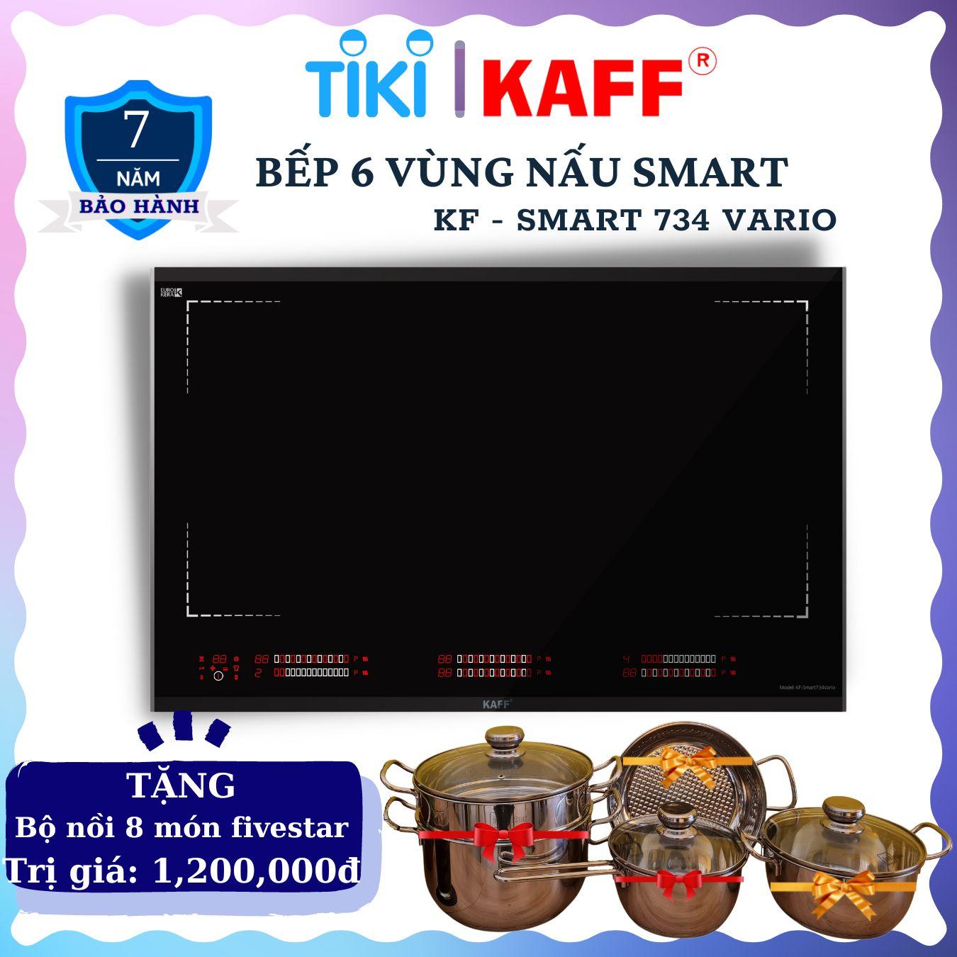 Bếp âm điện từ - 6 vùng nấu KAFF KF-Smart734Vario  Tặng Bộ Nồi Inox FIVESTAR - Hàng Chính Hãng