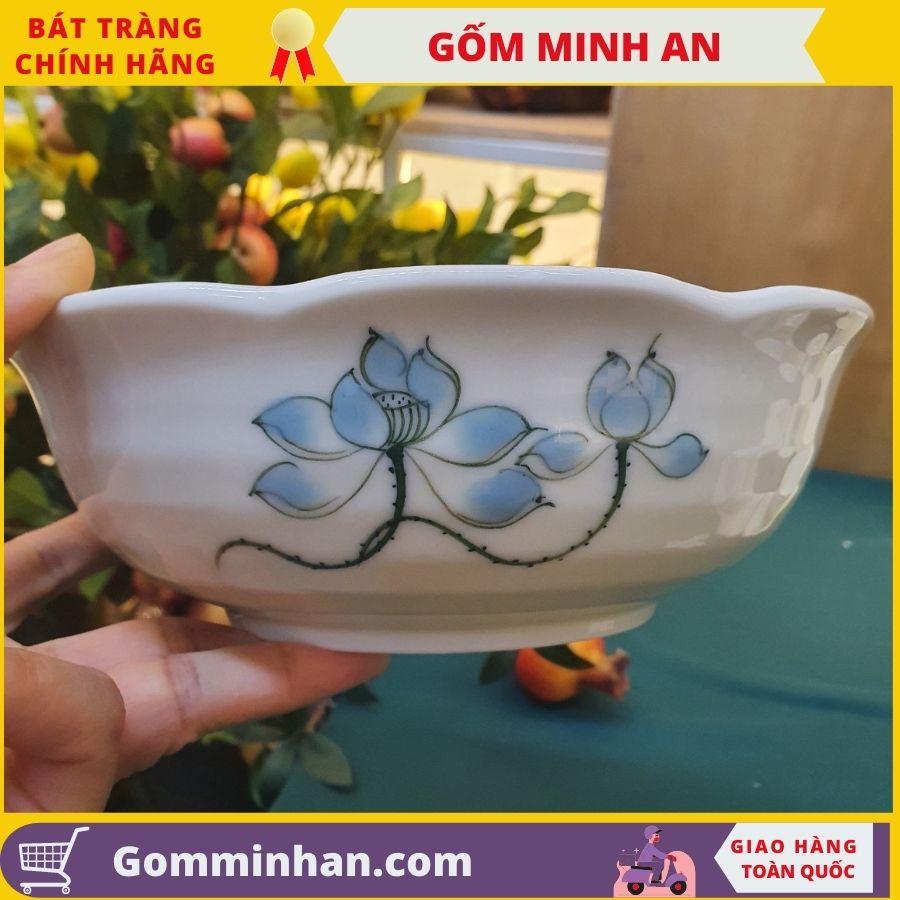 Bộ đồ ăn sứ Bộ Bát đĩa hoa mặt trời 15 món Men Kem Gốm Sứ Bát Tràng-Gốm Minh An-Bộ đồ ăn đẹp