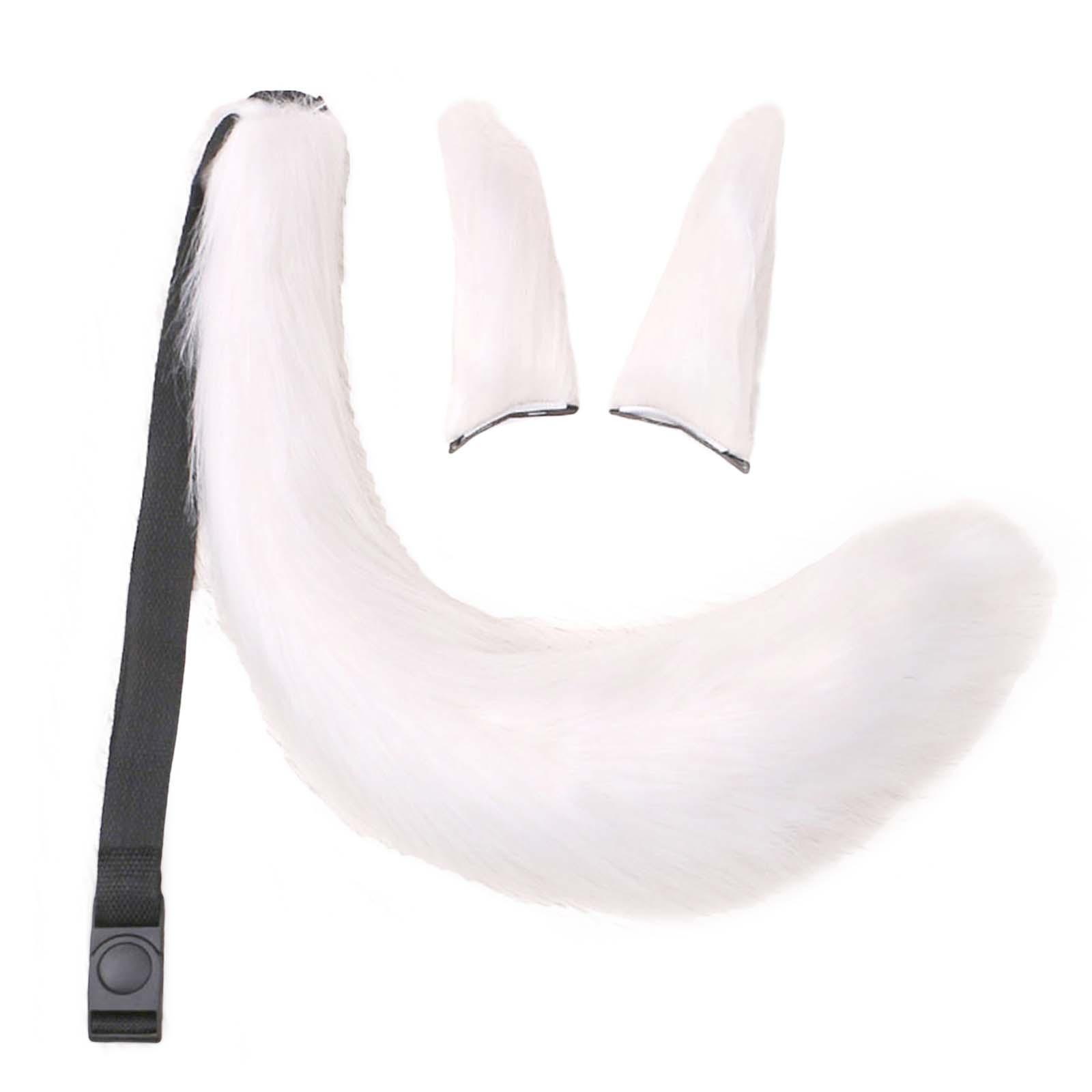 3x Plush Ears and Tail Set Lolita Cosplay Hair Accessories Headdress for Kids Adult