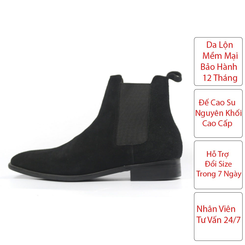 Giày Chelsea Boots Nam Da Lộn Mềm Mại Cao Cấp Màu Vàng Sang Trọng, Lịch Sự Phong Cách Trẻ Trung