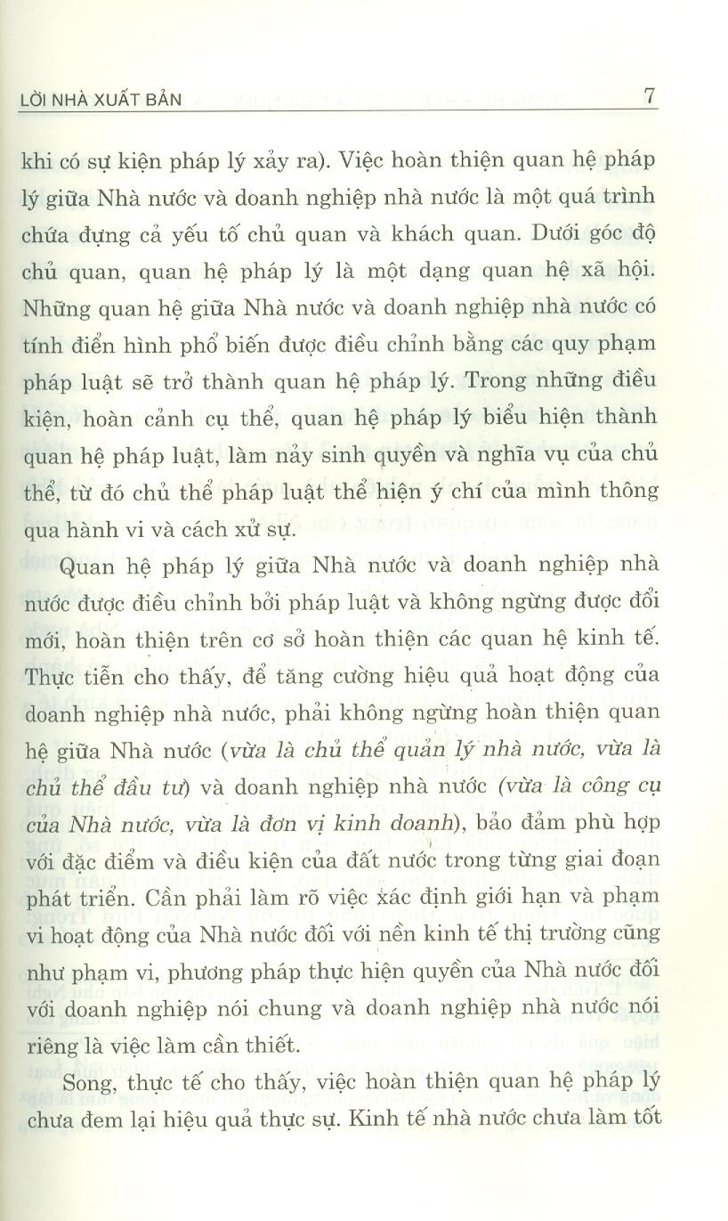 Quan Hệ Pháp Lý Giữa Nhà Nước Và Doanh Nghiệp Nhà Nước Trong Nền Kinh Tế Thị Trường Định Hướng Xã Hội Chủ Nghĩa (Sách Chuyên Khảo)