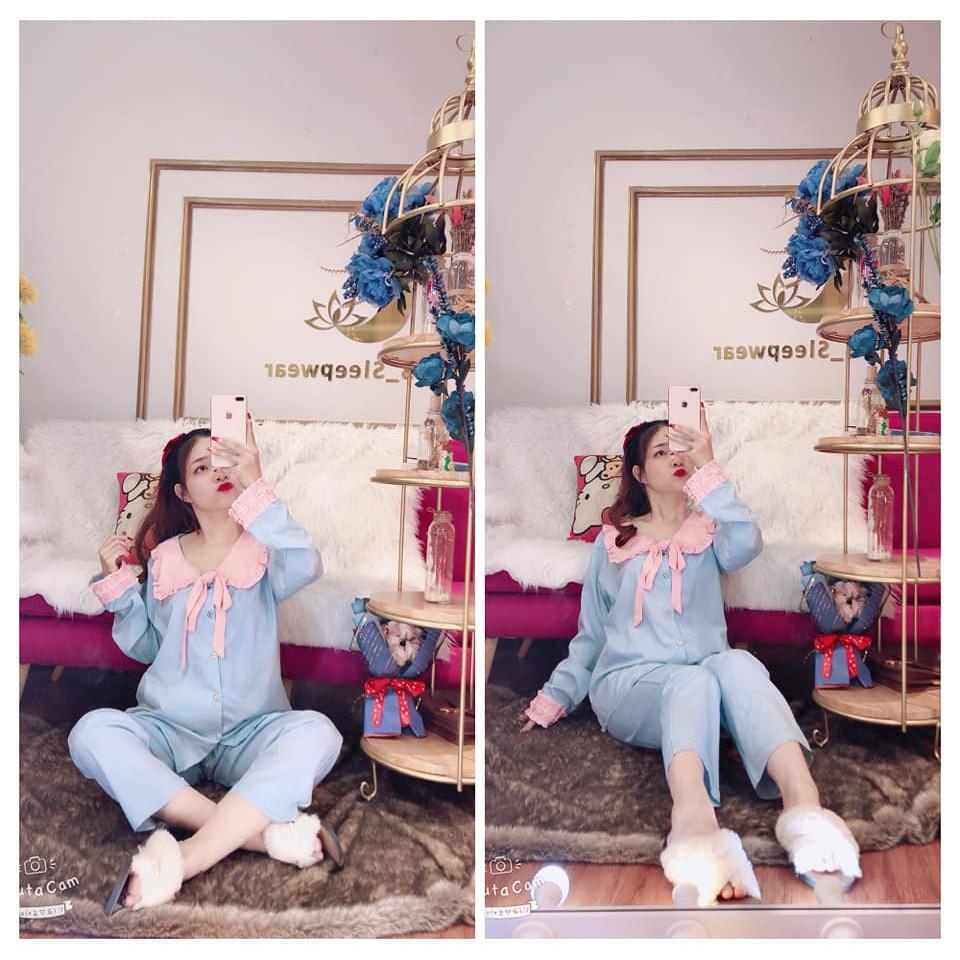 Bộ lụa hàn bèo tiểu thư - quần dài có túi - ẢNH THẬT