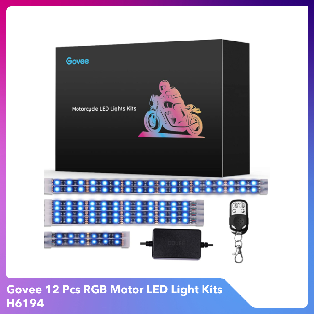 Đèn gầm xe máy Govee Motorcycle LED Light Kits H6194 | Gồm 12 dải led kháng nước, RGB 16 triệu màu nháy theo nhạc