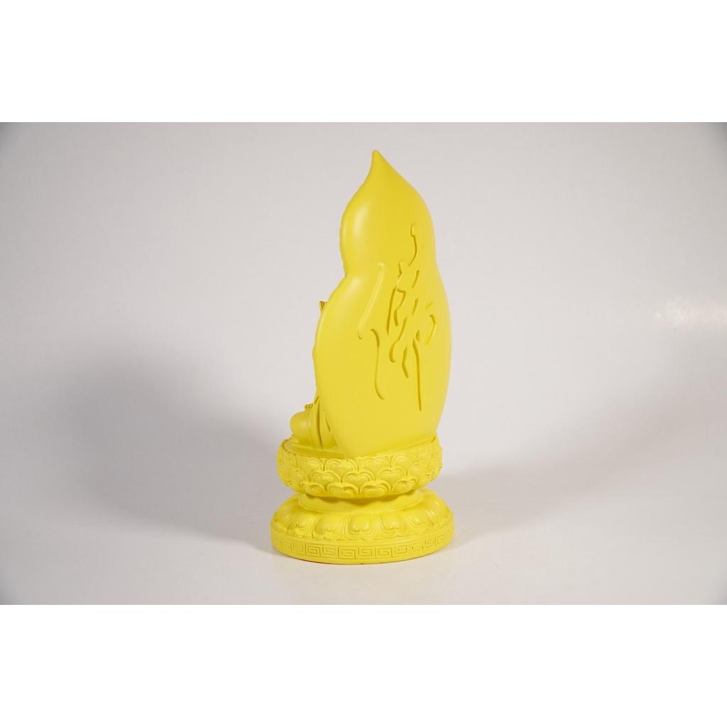 Tượng Phật Đại Thế Chí Bồ Tát để xe ô tô vàng đất lá bồ đề hào quang - Cao 19cm ngồi