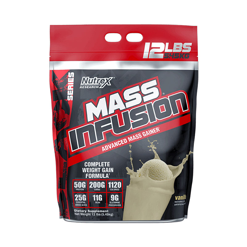 Nutrex Mass Infusion, Sữa Tăng Cân, Tăng Cơ Nạc Hiệu Quả, Bổ Sung 50G Protein, 22G EAA, 10G BCAA, Túi 5.4KG, 19 Lần Dùng