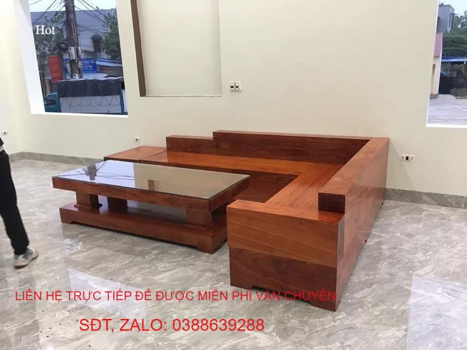 Bàn ghế Sofa góc L nguyên khối hương đỏ BG073