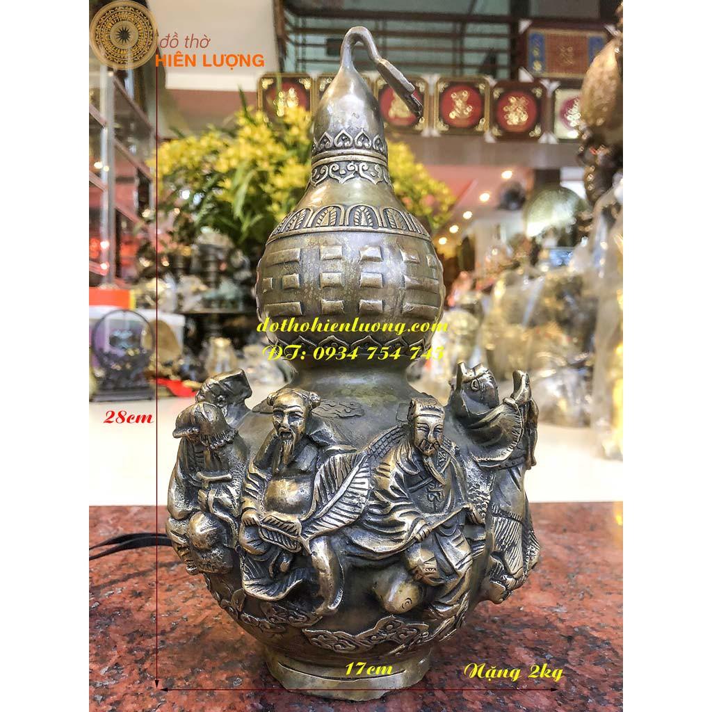 Quả Hồ Lô Bát Tiên Màu Nâu Bằng Đông Giả Cổ Chiều Cao 28cm