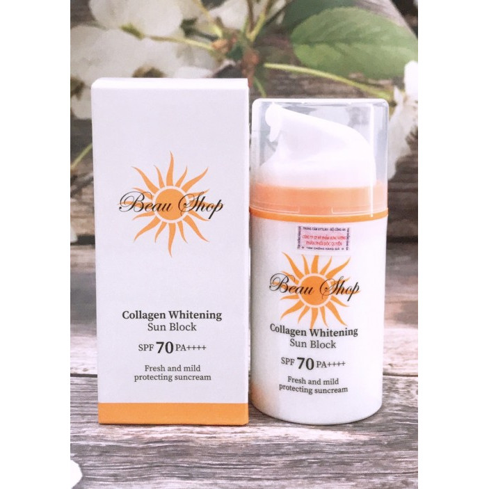 KEM CHỐNG NẮNG COLLAGEN-BEAU SHOP WHITENING- SUN BLOCK/SPF-70 PA ++++