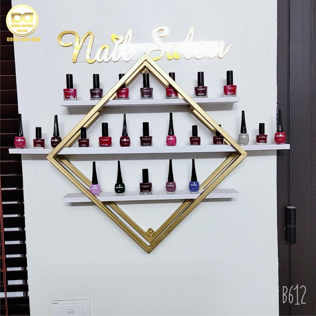Combo kệ nail khung VUÔNG TRANG TRÍ kết hợp 3 KỆ RỜI ĐỂ SƠN