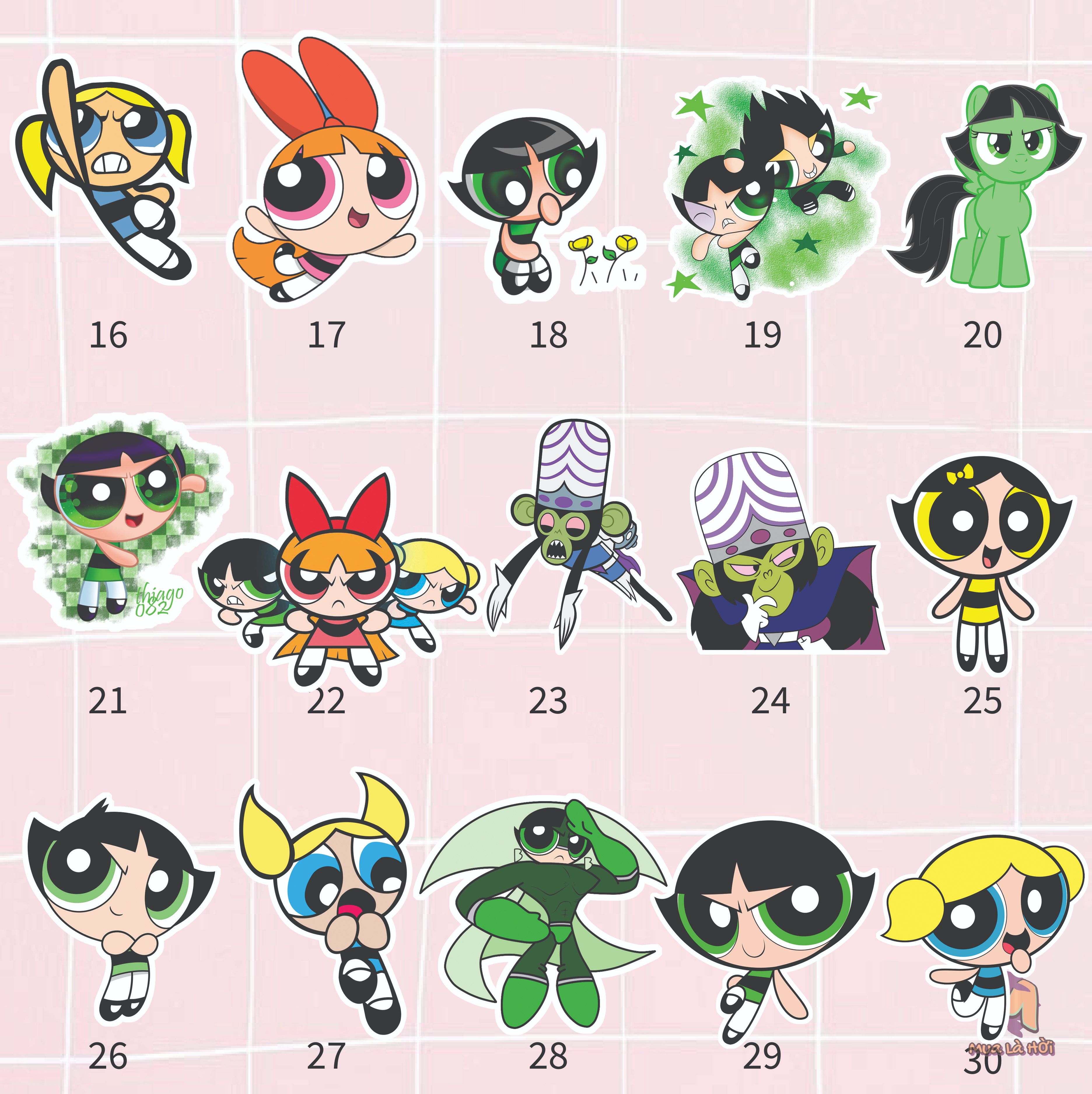 Miếng dán Stickers chủ đề The Powerpuff Girls