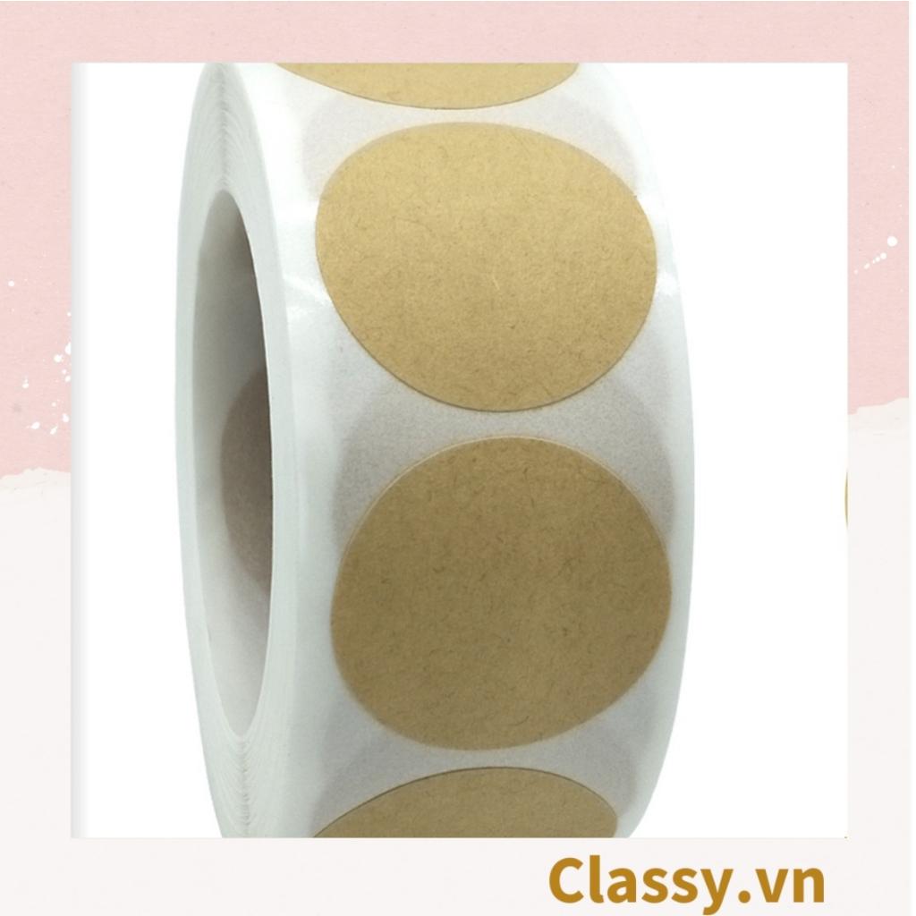 Cuộn 500 Sticker 2 kích thước, trơn chưa in, khách hàng mua về in logo cá nhân, dán bao bì, bánh handmade Q1685