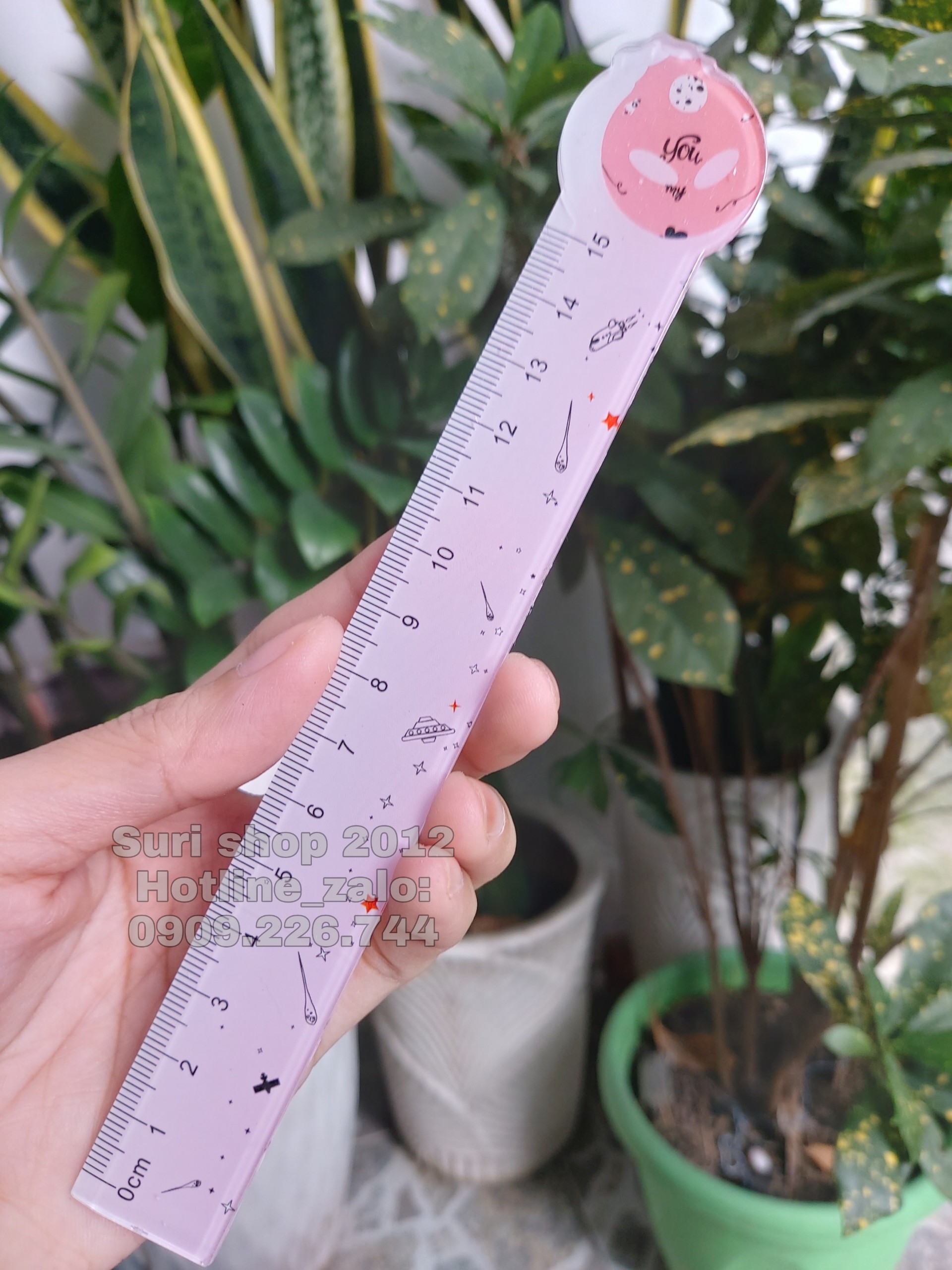 Combo 10 cây thước in hoạt hình dễ thương dài 15cm