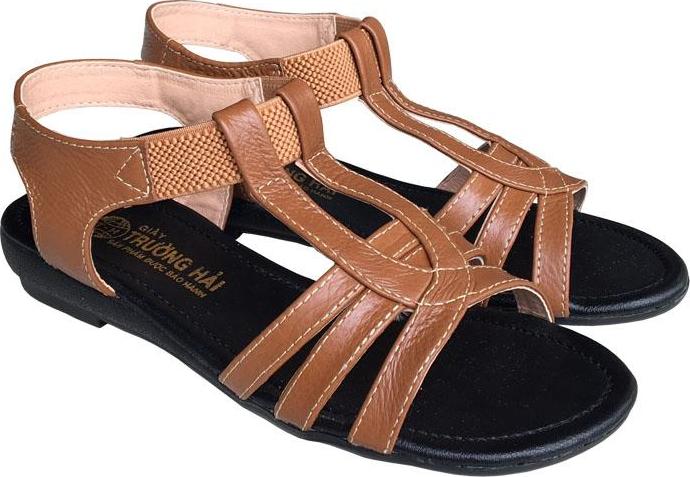 Giày sandal nữ Trường Hải đế cao 2.5cm quai dép da bò thật không nổ da đế cao su không trơn thời trang cao cấp SDN082