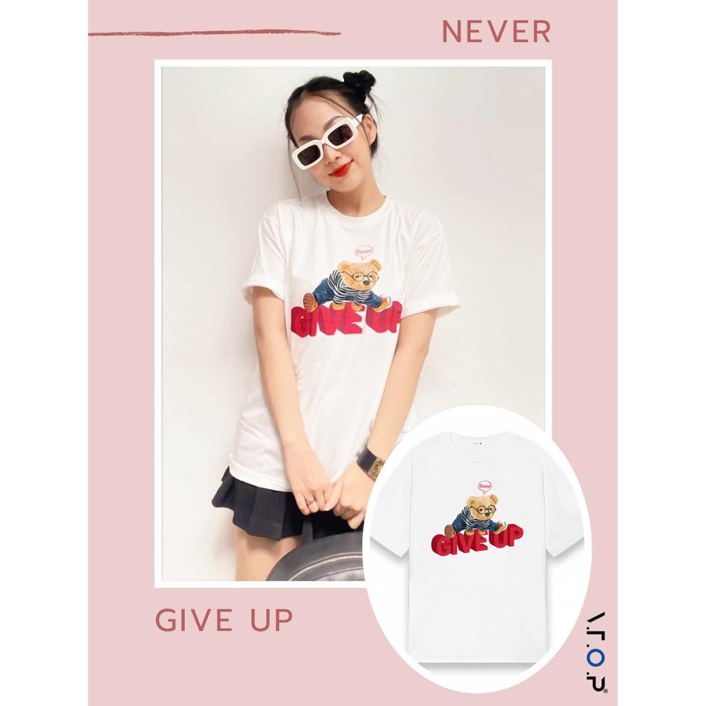 Áo thun nam nữ unisex Give Up White oversize