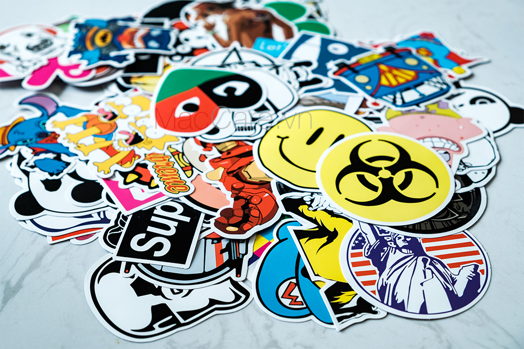 Set 5 sticker trang trí mũ bảo hiểm, balo, máy tính nhiều chủ đề - chống trầy