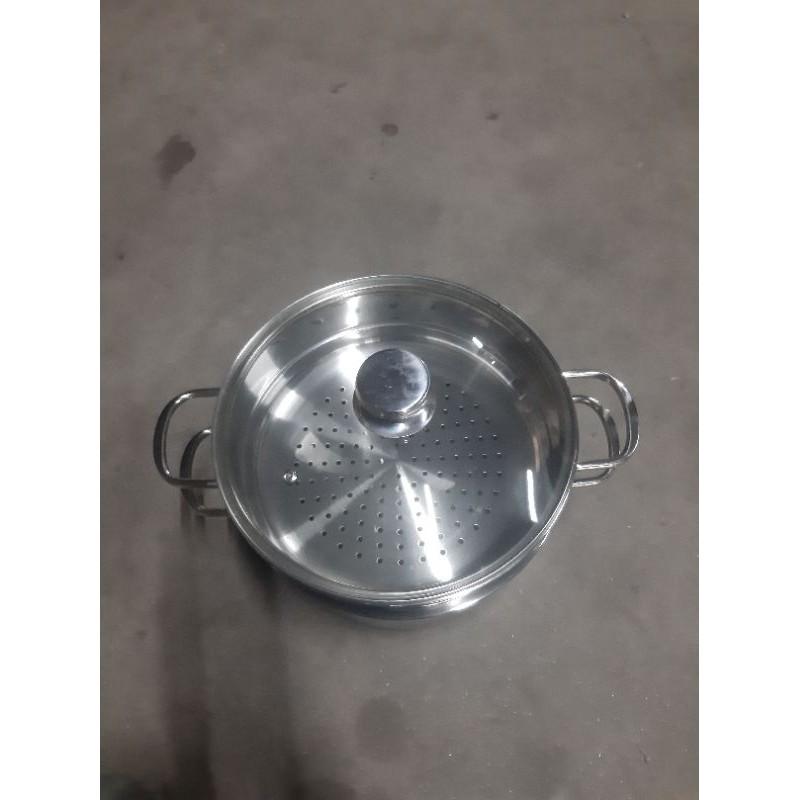 Bộ nồi xửng hấp inox ,xửng hấp inox 2 tầng 3 đáy nắp kính,nắp inox VietCook đun bếp từ size 28 kêt hợp chõ hấp xôi