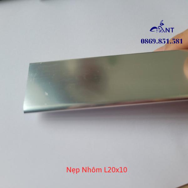 Nẹp nhôm L20x10, nẹp nhôm chữ L, nẹp L nhôm, nẹp kết thúc nhôm, nẹp trang trí, nẹp cầu thang, dễ thi công, dày 1li - inox