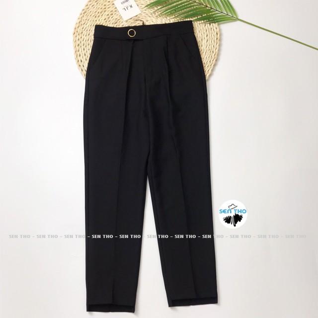Quần Baggy Nữ Đai Tròn Ống Lệch, Có Cúc Bấm, Quần Công Sở Form Dáng Chuẩn, Chất Vải Cao Cấp