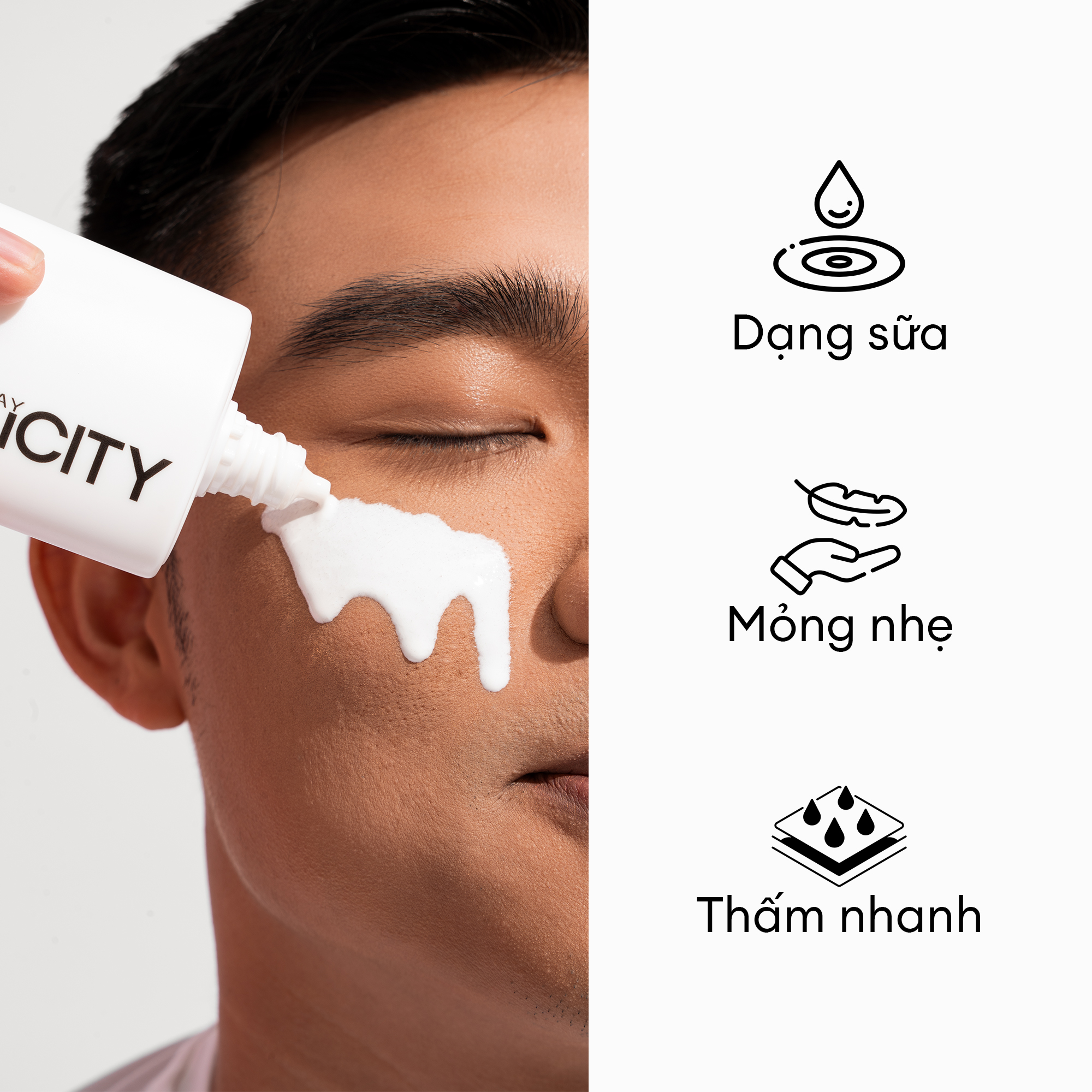 Kem chống nắng cho nam 3 trong 1 bảo vệ vượt trội SPF 50 PA++++ Men Stay Simplicity Invisible Sunscreen 80ml