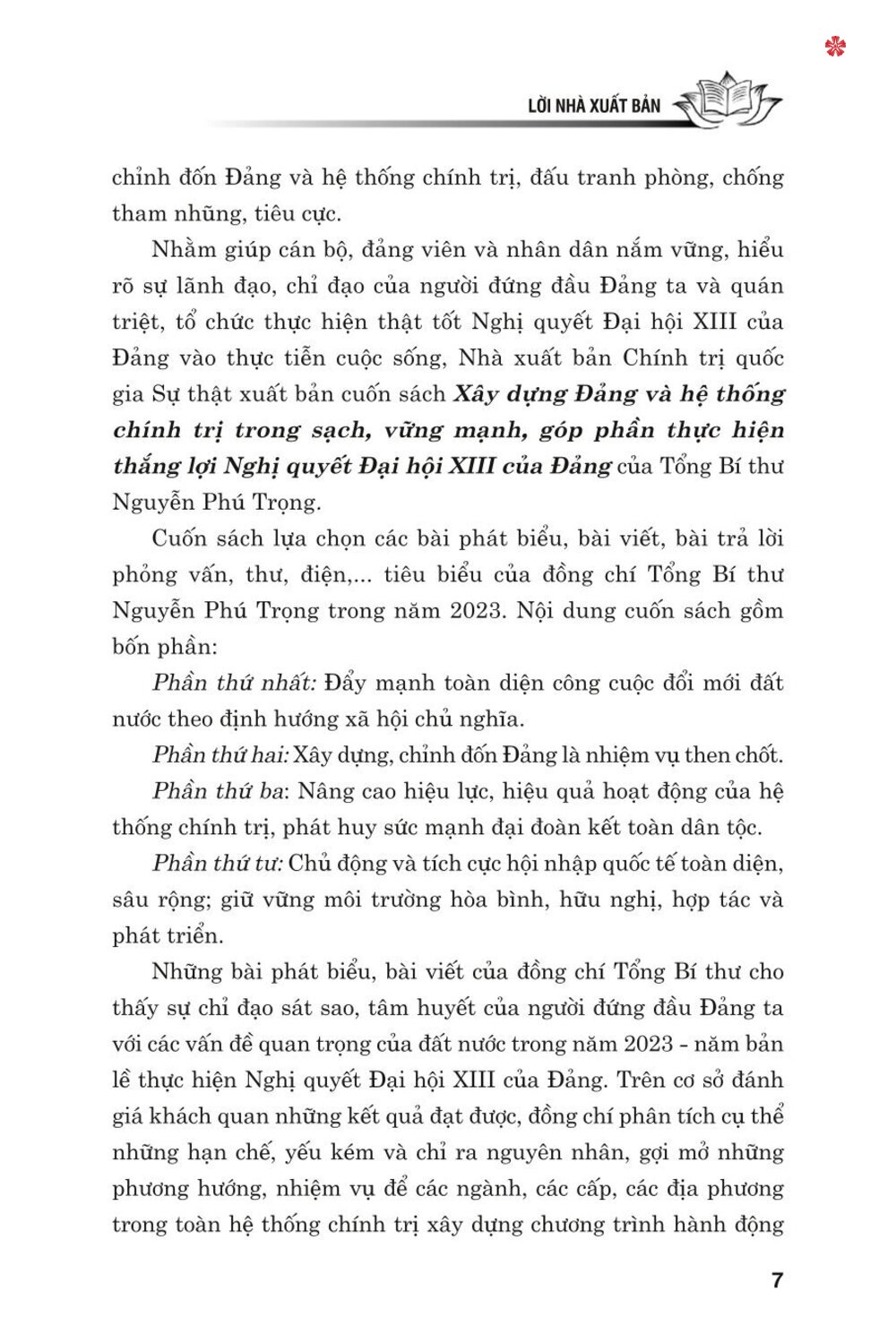Xây dựng Đảng và hệ thống chính trị trong sạch, vững mạnh góp phần thực hiện thắng lợi nghị quyết Đại hội XIII của Đảng - bản in 2024