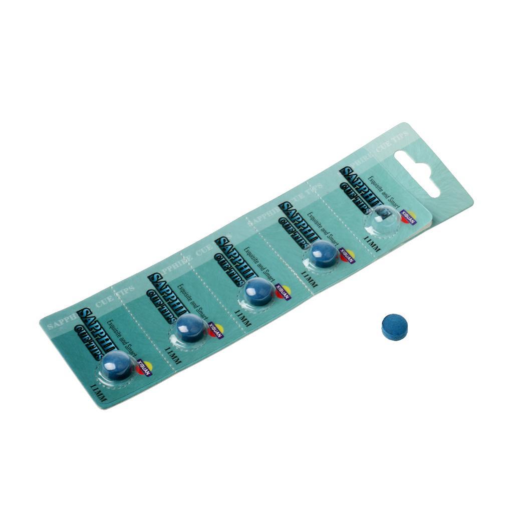 5 Pieces Royal Blue 10mm Pool Billiard Cue Tips with Repair and Replacement Clamp Tool
