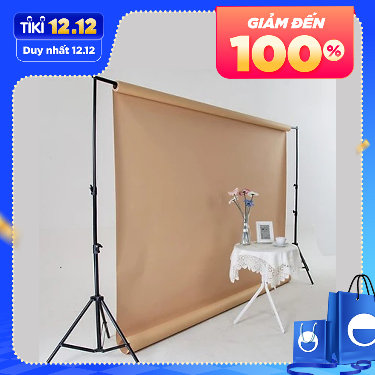 Khung giá treo phông nền chữ U chụp ảnh, quay video lookbook, ảnh cưới, livestream kích thước 2*2m, kèm Phông nền