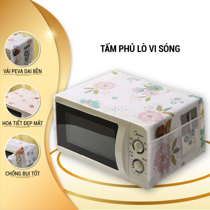 Tấm Phủ Lò Vi Sóng chống Thấm Nước, Chống Bụi, Có Túi Bên Hông Đựng Đồ Tiện Lợi (họa tiết Ngẫu Nhiên) - Henrysa