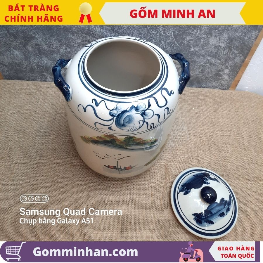 Hũ Đựng Gạo Chum Đựng Gạo Tài Lộc Gốm Bát Tràng dung tích 30l, đựng 25kg gạo- Gốm Minh An