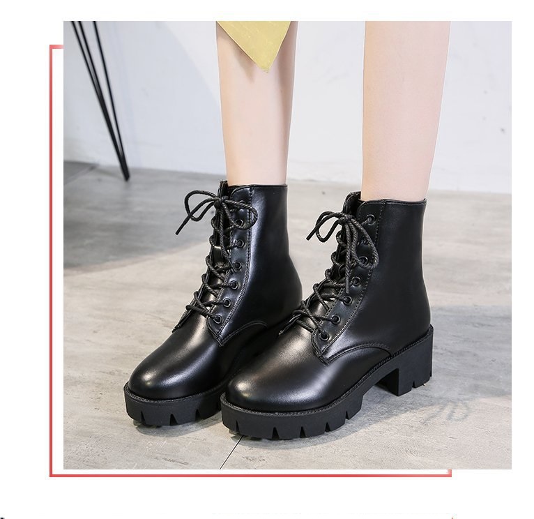 [CHUẨN CHẤT LƯỢNG] Giày boot đế thô 5 phân cột dây 1 dây kéo cá tính street style đường phố ulzzang boots S002