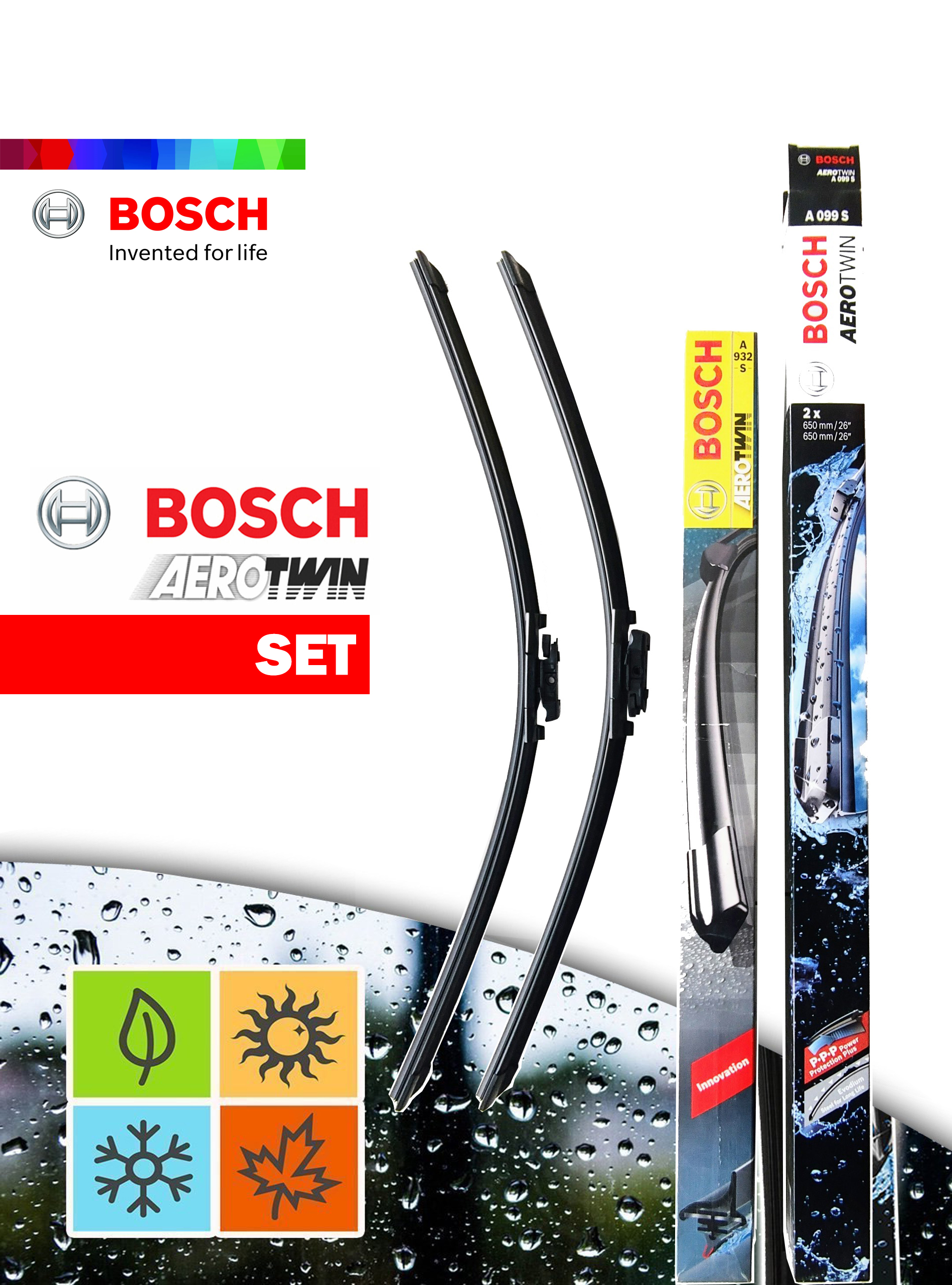 BỘ GẠT MƯA BOSCH AEROTWIN SET FORD FIESTA 1.0/1.5/1.6 - 15X26