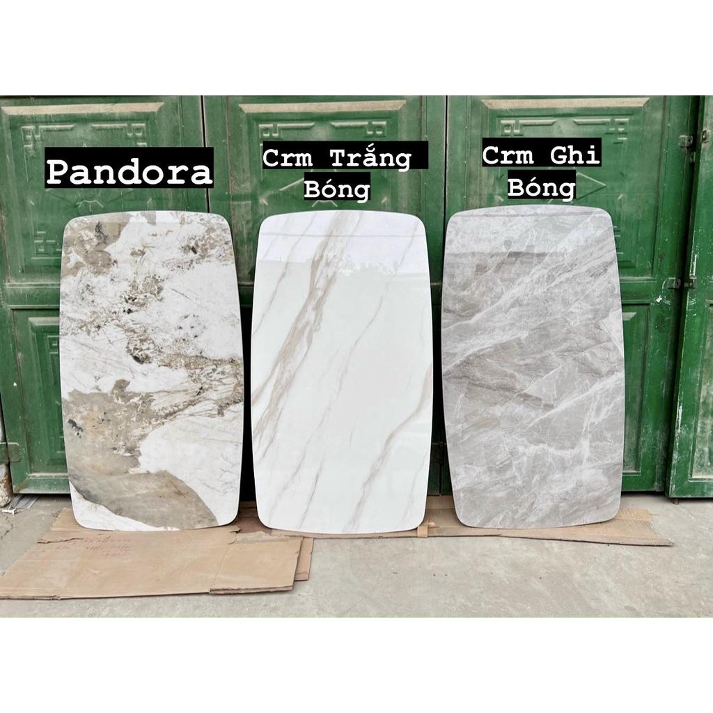 Bàn ăn mặt đá ceramic bóng chân x cong kết hợp ghế kelvin