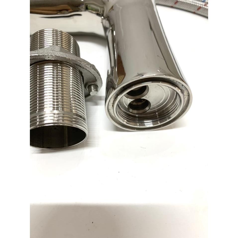 Vòi Lavabo Rửa Mặt Nóng Lạnh Thân Tròn Inox 304 Bóng